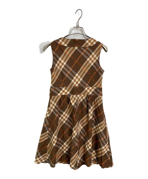 BURBERRY BLUE LABEL（バーバリー ブルー レーベル）BURBERRY BLUE LABEL (バーバリー ブルー レーベル) ノースリーブワンピース　チェック　日本製 ブラウン サイズ:38の古着・服飾アイテム