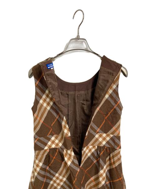 BURBERRY BLUE LABEL（バーバリー ブルー レーベル）BURBERRY BLUE LABEL (バーバリー ブルー レーベル) ノースリーブワンピース　チェック　日本製 ブラウン サイズ:38の古着・服飾アイテム