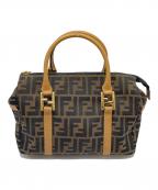 FENDIフェンディ）の古着「ズッカ柄 ミニボストンバッグ　OLD FENDI」｜ブラウン