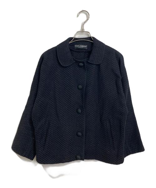 DOLCE & GABBANA（ドルチェ＆ガッバーナ）DOLCE & GABBANA (ドルチェ＆ガッバーナ) 丸襟編み込みジャケット　イタリア製 ブラック サイズ:40の古着・服飾アイテム