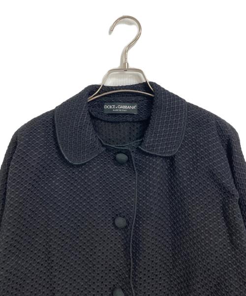 DOLCE & GABBANA（ドルチェ＆ガッバーナ）DOLCE & GABBANA (ドルチェ＆ガッバーナ) 丸襟編み込みジャケット　イタリア製 ブラック サイズ:40の古着・服飾アイテム