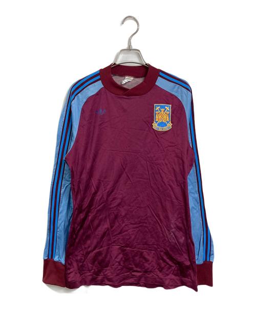 adidas（アディダス）adidas (アディダス) 【古着】West Ham United Football Club ゲームシャツ　70年代　80年代　70'ｓ‐80'ｓ ボルドー×ブルー サイズ:実寸参照の古着・服飾アイテム