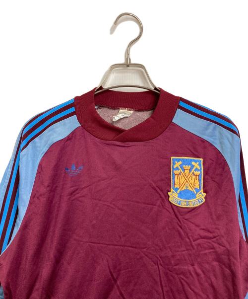 adidas（アディダス）adidas (アディダス) 【古着】West Ham United Football Club ゲームシャツ　70年代　80年代　70'ｓ‐80'ｓ ボルドー×ブルー サイズ:実寸参照の古着・服飾アイテム
