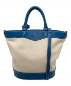 SOMES SADDLEソメスサドル）の古着「ショルダーバッグ　トートバッグ　 2WAY」｜ホワイト×ブルー