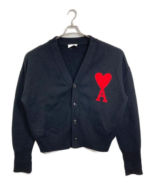 AMI Alexandre Mattiussi（アミアレクサンドルマテュッシ）AMI Alexandre Mattiussi (アミアレクサンドルマテュッシ) ハートインターシャ ウールカーディガン ブラック サイズ:XLの古着・服飾アイテム