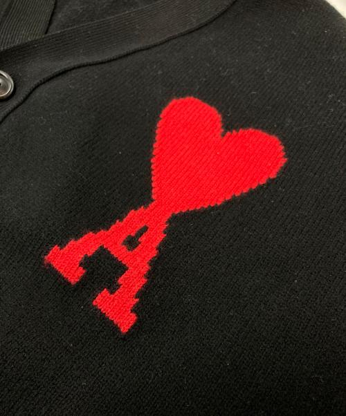 AMI Alexandre Mattiussi（アミアレクサンドルマテュッシ）AMI Alexandre Mattiussi (アミアレクサンドルマテュッシ) ハートインターシャ ウールカーディガン ブラック サイズ:XLの古着・服飾アイテム