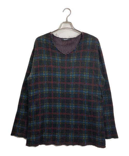 UNDERCOVER（アンダーカバー）UNDERCOVER (アンダーカバー) チェックVネックニット　18SS グリーン サイズ:3の古着・服飾アイテム