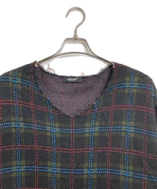 UNDERCOVER（アンダーカバー）UNDERCOVER (アンダーカバー) チェックVネックニット　18SS グリーン サイズ:3の古着・服飾アイテム
