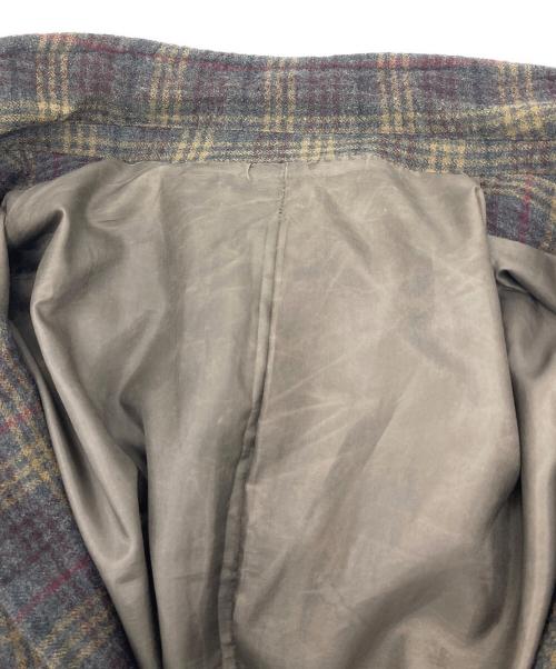 UNDERCOVERISM（アンダーカバーイズム）UNDERCOVERISM (アンダーカバーイズム) 12SS襟レザー縮絨チェックチェスターコート　アウター　ライトアウター　日本製 グレー サイズ:2の古着・服飾アイテム