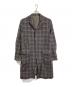 UNDERCOVERISM（アンダーカバーイズム）の古着「12SS襟レザー縮絨チェックチェスターコート　アウター　ライトアウター　日本製」｜グレー