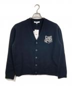 maison kitsuneメゾンキツネ）の古着「フォックスヘッド インターシャ メリノ カーディガン　ウールカーディガン」｜ブラック