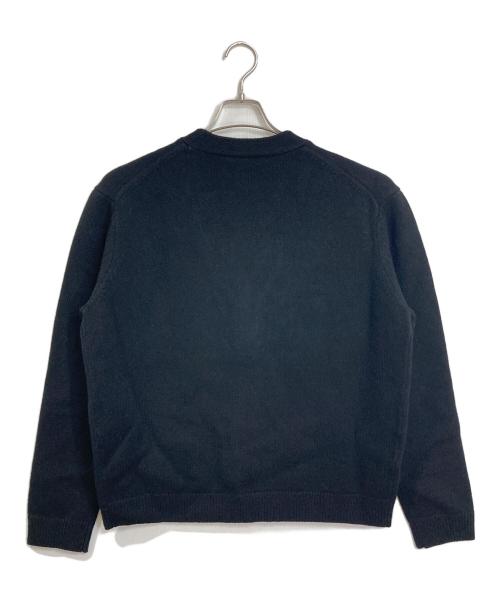 maison kitsune（メゾンキツネ）MAISON KITSUNE (メゾンキツネ) フォックスヘッド インターシャ メリノ カーディガン　ウールカーディガン ブラック サイズ:M 未使用品の古着・服飾アイテム