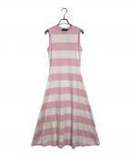 POLO RALPH LAURENポロ・ラルフローレン）の古着「ノースリーブボーダーワンピース　ロングワンピース　マキシワンピース」｜ピンク