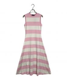 POLO RALPH LAUREN（ポロ・ラルフローレン）の古着「ノースリーブボーダーワンピース　ロングワンピース　マキシワンピース」｜ピンク