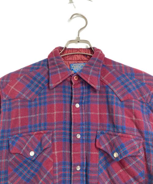 PENDLETON（ペンドルトン）PENDLETON (ペンドルトン) 70'ｓ ウールシャツ　ウエスタンシャツ　USA製 レッド×ネイビー サイズ:Mの古着・服飾アイテム