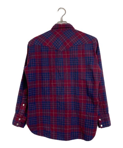 PENDLETON（ペンドルトン）PENDLETON (ペンドルトン) 70'ｓ ウールシャツ　ウエスタンシャツ　USA製 レッド×ネイビー サイズ:Mの古着・服飾アイテム