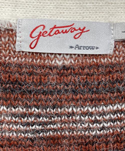 Gateway（ゲートウェイ）Gateway (ゲートウェイ) モヘヤライクニットカーディガン　総柄 ブラウン サイズ:Lの古着・服飾アイテム