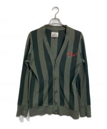 Vivienne Westwood（ヴィヴィアンウエストウッド）の古着「胸オーブ刺繍ストライプニットカーディガン」｜グリーン