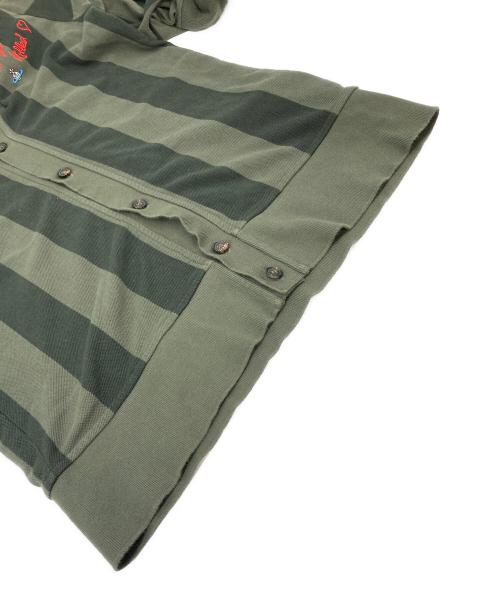 Vivienne Westwood（ヴィヴィアンウエストウッド）Vivienne Westwood (ヴィヴィアンウエストウッド) 胸オーブ刺繍ストライプニットカーディガン グリーン サイズ:Mの古着・服飾アイテム