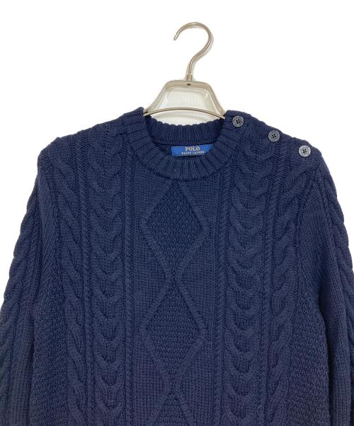 POLO RALPH LAUREN（ポロ・ラルフローレン）POLO RALPH LAUREN (ポロ・ラルフローレン) メリノウールケーブルニットワンピース ネイビー サイズ:FREEの古着・服飾アイテム