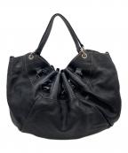 FURLAフルラ）の古着「ギャザーワンショルダーバッグ　ギャザーバッグ　ハンドバッグ」｜ブラック