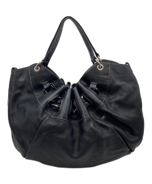 FURLA（フルラ）FURLA (フルラ) ギャザーワンショルダーバッグ　ギャザーバッグ　ハンドバッグ ブラック サイズ:実寸参照の古着・服飾アイテム