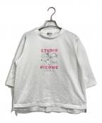 PICONEピッコーネ）の古着「フロッキーロゴ七分袖プルオーバー」｜ホワイト