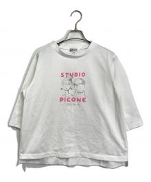 PICONE（ピッコーネ）の古着「フロッキーロゴ七分袖プルオーバー」｜ホワイト