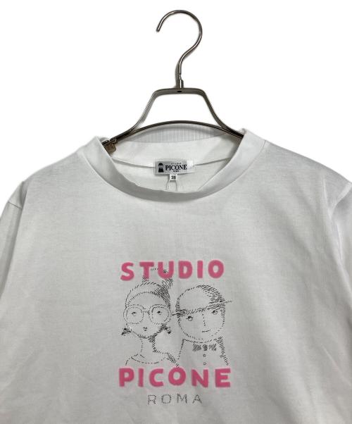 PICONE（ピッコーネ）PICONE (ピッコーネ) フロッキーロゴ七分袖プルオーバー ホワイト サイズ:38 未使用品の古着・服飾アイテム