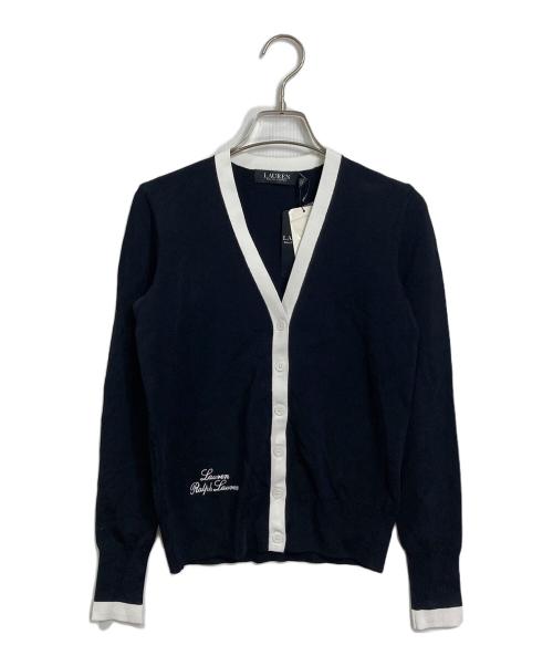 LAUREN RALPH LAUREN（ローレンラルフローレン）LAUREN RALPH LAUREN (ローレンラルフローレン) ストレッチラインニットカーディガン ブラック サイズ:XS 未使用品の古着・服飾アイテム