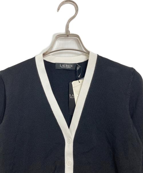 LAUREN RALPH LAUREN（ローレンラルフローレン）LAUREN RALPH LAUREN (ローレンラルフローレン) ストレッチラインニットカーディガン ブラック サイズ:XS 未使用品の古着・服飾アイテム