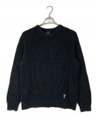 HUFハフ）の古着「1984 MELANGE SWEATER ワッフルニット　アクリル棍ニット」｜ブラック
