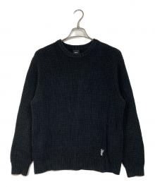 HUF（ハフ）の古着「1984 MELANGE SWEATER ワッフルニット　アクリル棍ニット」｜ブラック