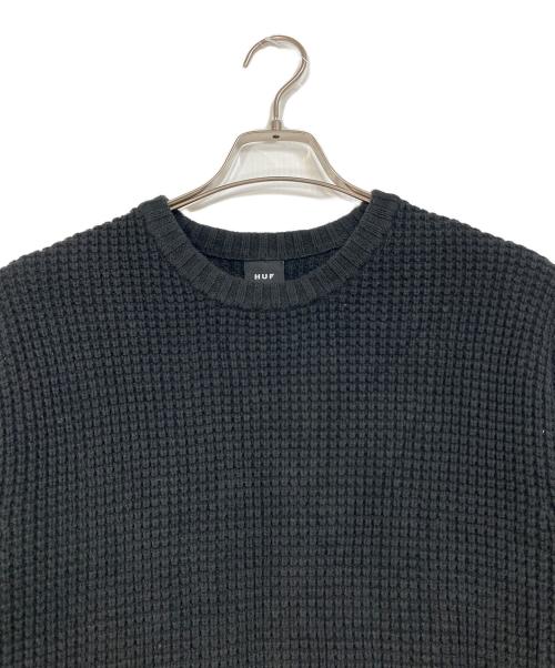 HUF（ハフ）HUF (ハフ) 1984 MELANGE SWEATER ワッフルニット　アクリル棍ニット ブラック サイズ:Sの古着・服飾アイテム