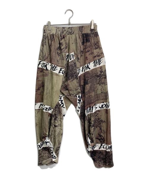 Vivienne Westwood（ヴィヴィアンウエストウッド）Vivienne Westwood (ヴィヴィアンウエストウッド) 19SS 漢字・中国総柄サルエルスウェットパンツ オリーブ サイズ:Sの古着・服飾アイテム