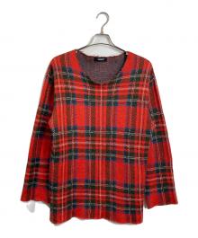 UNDERCOVER（アンダーカバー）の古着「チェックVネックニット」｜レッド
