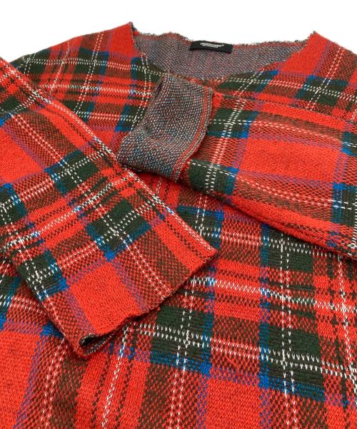 UNDERCOVER（アンダーカバー）UNDERCOVER (アンダーカバー) チェックVネックニット レッド サイズ:1の古着・服飾アイテム