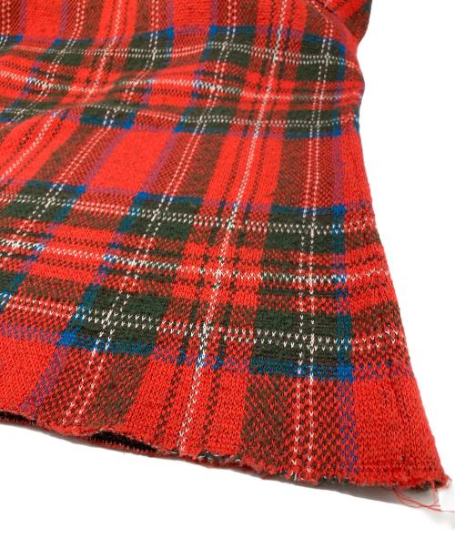 UNDERCOVER（アンダーカバー）UNDERCOVER (アンダーカバー) チェックVネックニット レッド サイズ:1の古着・服飾アイテム