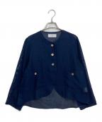 CYAN TOKYOシアン トーキョー）の古着「ノーカラージャケット　ネットジャケット」｜ネイビー