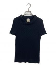 CHANEL（シャネル）の古着「ココマークボタン リブニットシャツ」｜ブラック