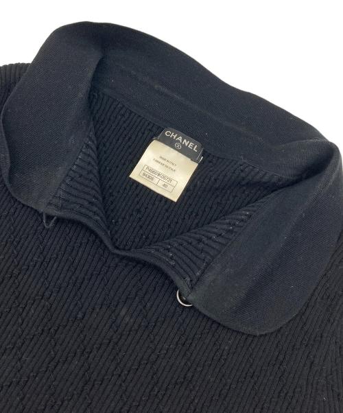 CHANEL（シャネル）CHANEL (シャネル) ココマークボタン リブニットシャツ ブラック サイズ:40の古着・服飾アイテム