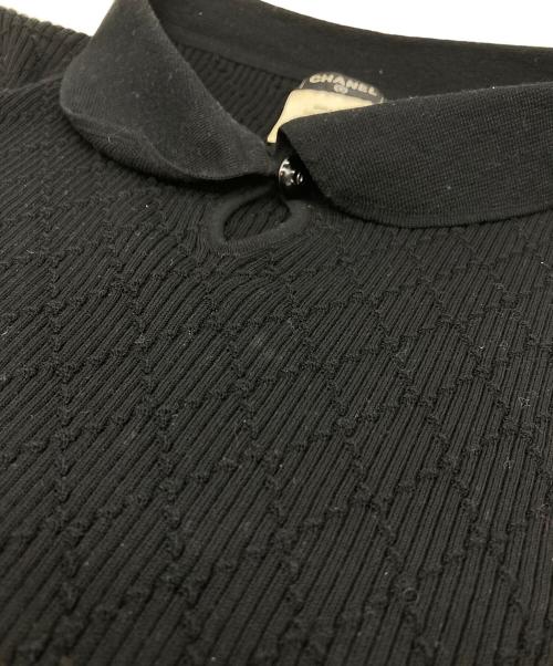 CHANEL（シャネル）CHANEL (シャネル) ココマークボタン リブニットシャツ ブラック サイズ:40の古着・服飾アイテム