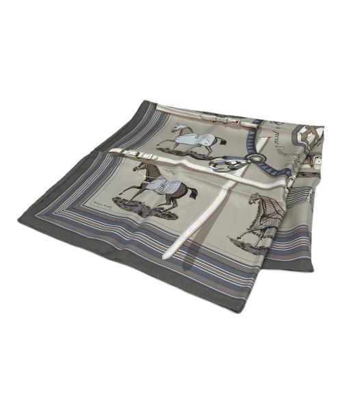 HERMES（エルメス）HERMES (エルメス) カレ90 Couvertures et Tenues de Jour 馬着 グレー サイズ:実寸参照の古着・服飾アイテム