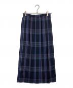 AURALEEオーラリー）の古着「SUPER LIGHT WOOL CHECK PLEATED SKIRT ロングスカート　プリーツスカート」｜ネイビー×パープル