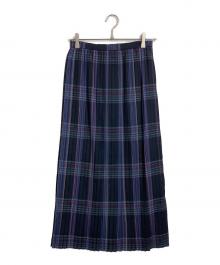 AURALEE（オーラリー）の古着「SUPER LIGHT WOOL CHECK PLEATED SKIRT ロングスカート　プリーツスカート」｜ネイビー×パープル
