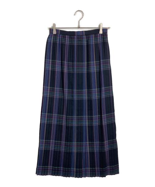 AURALEE（オーラリー）AURALEE (オーラリー) SUPER LIGHT WOOL CHECK PLEATED SKIRT ロングスカート　プリーツスカート ネイビー×パープル サイズ:1 未使用品の古着・服飾アイテム