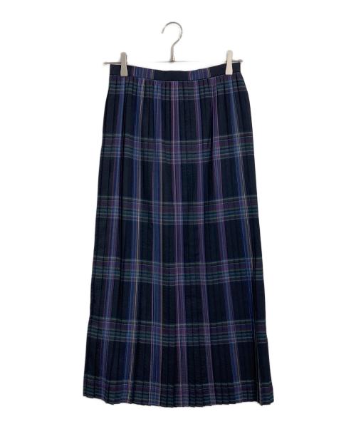 AURALEE（オーラリー）AURALEE (オーラリー) SUPER LIGHT WOOL CHECK PLEATED SKIRT ロングスカート　プリーツスカート ネイビー×パープル サイズ:1 未使用品の古着・服飾アイテム