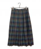 AURALEEオーラリー）の古着「SUPER LIGHT WOOL CHECK PLEATED SKIRT プリーツスカート」｜グリーン×ブラウン
