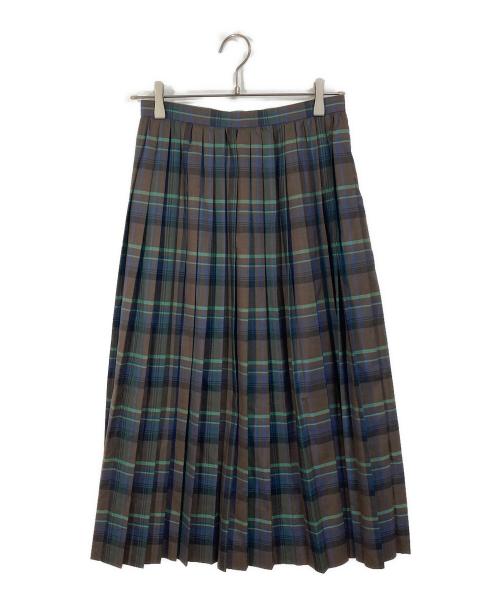 AURALEE（オーラリー）AURALEE (オーラリー) SUPER LIGHT WOOL CHECK PLEATED SKIRT プリーツスカート グリーン×ブラウン サイズ:Lの古着・服飾アイテム