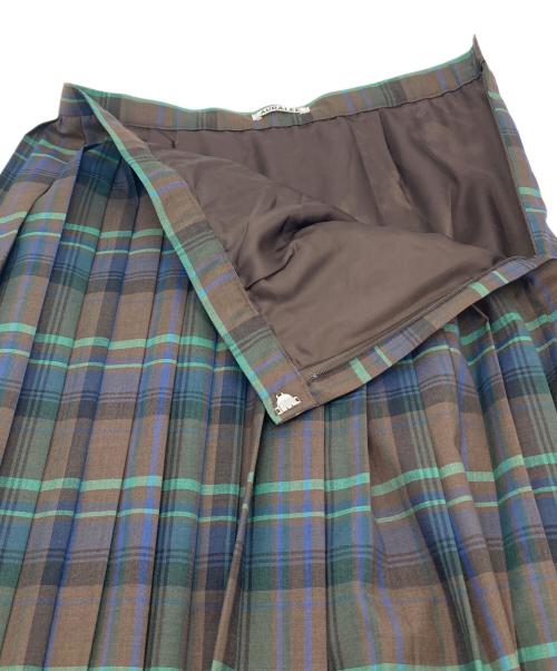AURALEE（オーラリー）AURALEE (オーラリー) SUPER LIGHT WOOL CHECK PLEATED SKIRT プリーツスカート グリーン×ブラウン サイズ:Lの古着・服飾アイテム